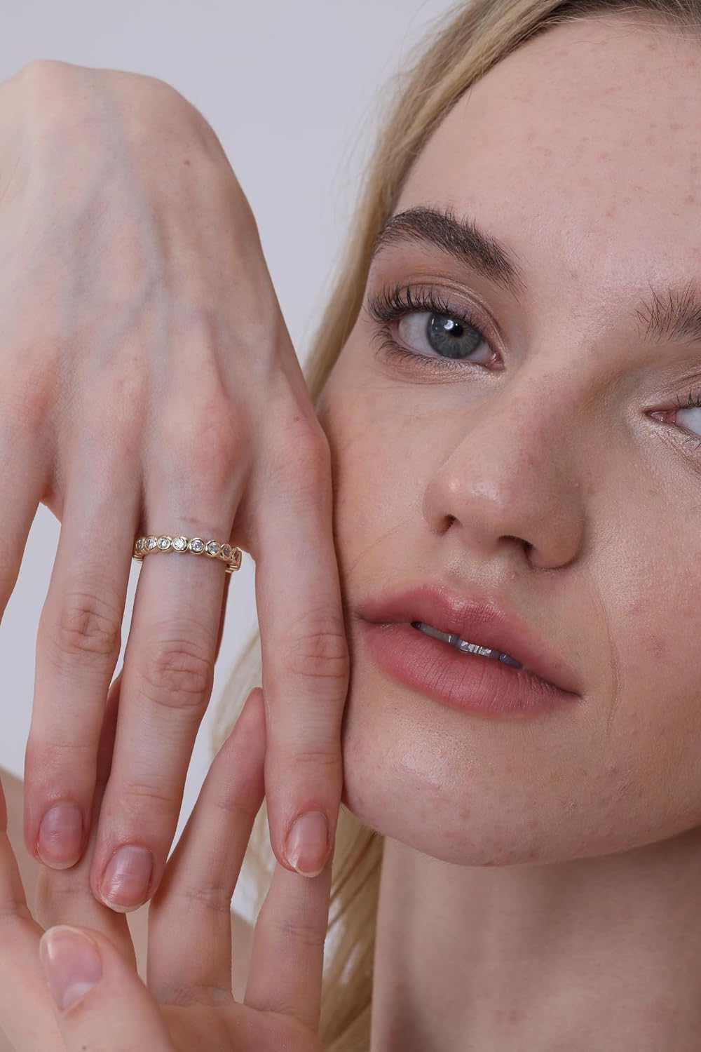 14K Gold Filled Rings for Women, CZ Bezel Set Stackable Rings