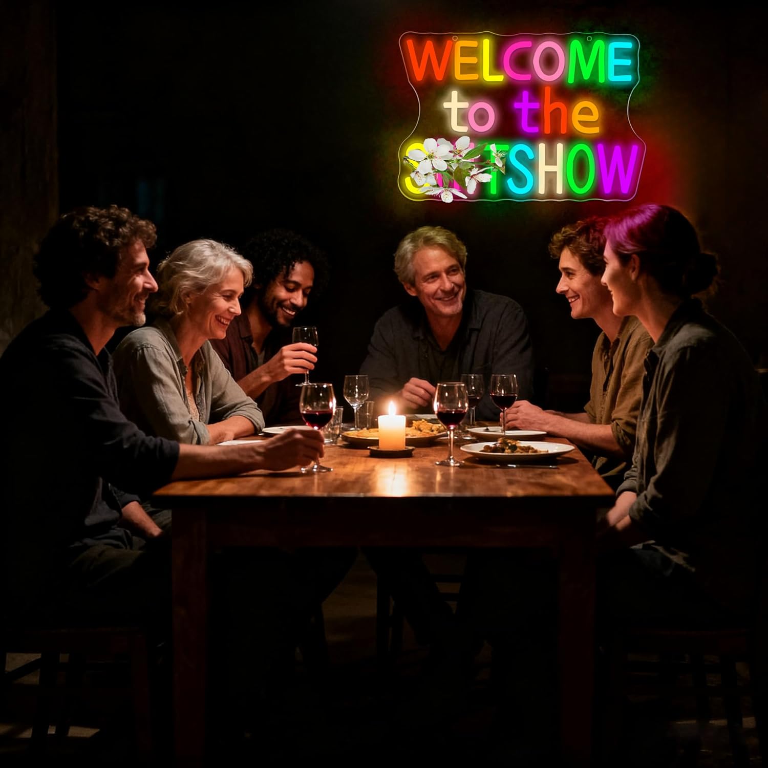 Welcome To The Show Neon Sign for Wall Decor Dimmable Funny LED Neon Lights for Party Inspirational Positive Wall Art for Study Bar College Dorm Gifts for Teens Size 13.7 * 9.4in(GLNP241)