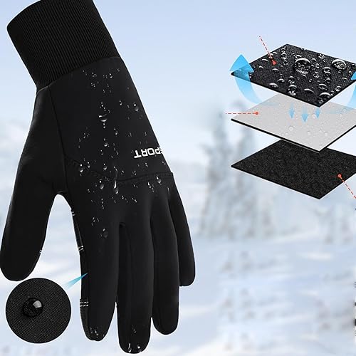 Miniatura 4 de Guantes de ciclismo para hombre, para clima frío, resistentes al viento, guantes de invierno para hombres, impermeables, para pantalla táctil,