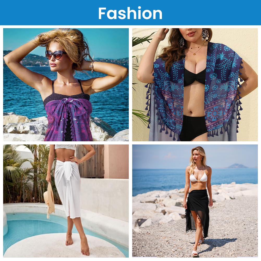 DiULi Spódnica plażowa Sarong, damska sukienka do przewijania sarong pareo, chusta do przewijania bikini z frędzlami, spódnica kopertowa, duża na plażę