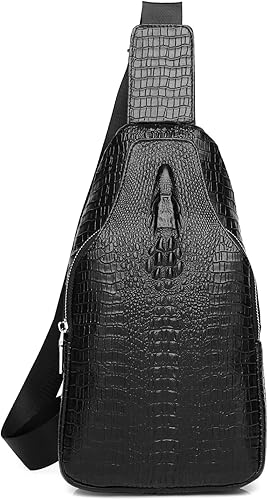 Leather Sling Bag Hiking Daypack for Men Women Outdoor Travel Camping Fishing Business Crossbody Shoulder Chest Pack