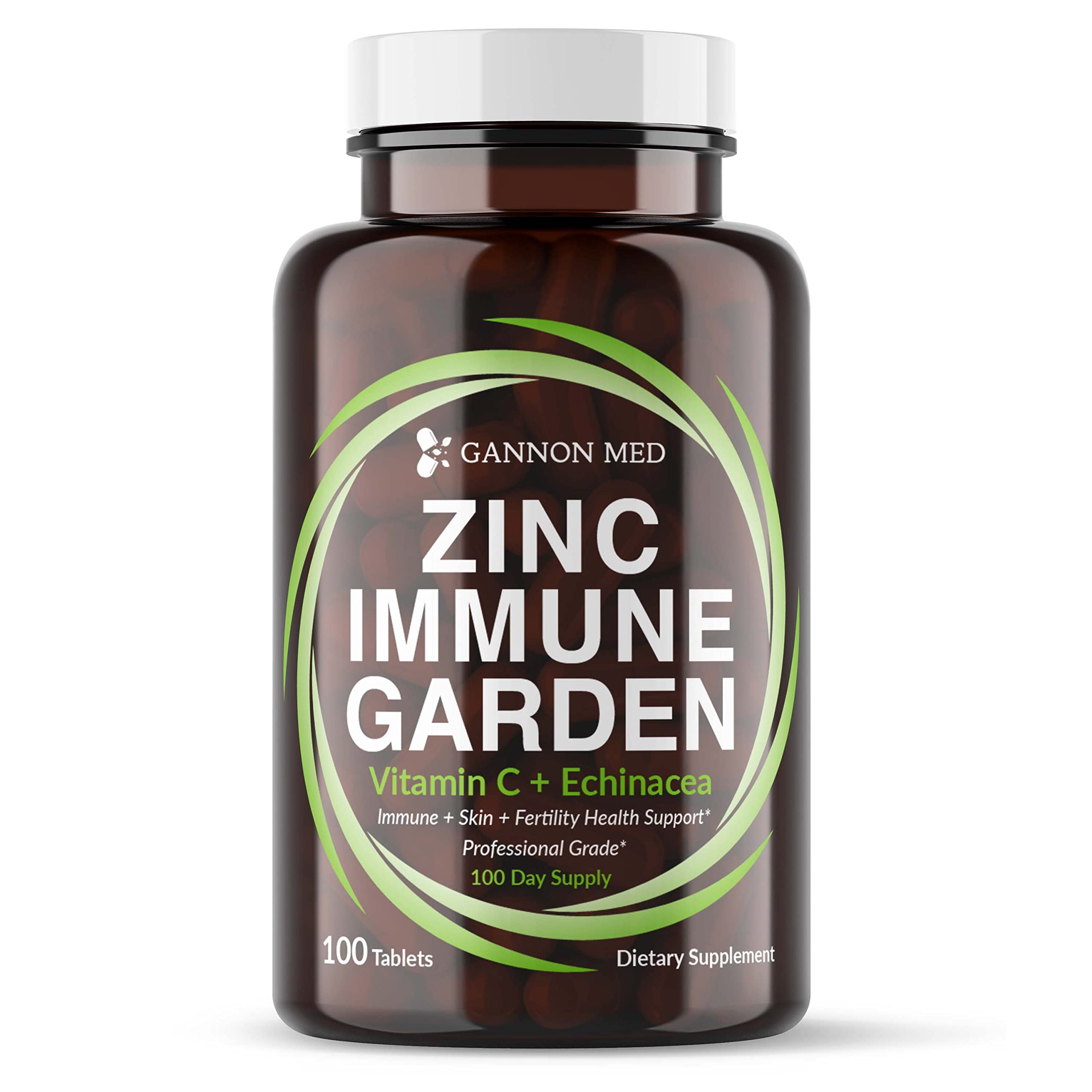 Chelated Zinc 50mg Immune Garden Vitamin C 800mg Zinc Supplements Echinacea 600mg per Tablet - Immunity + Skin + Reproductive Health Minerals - Zinc Chelate Immune Booster for Kids & Adults