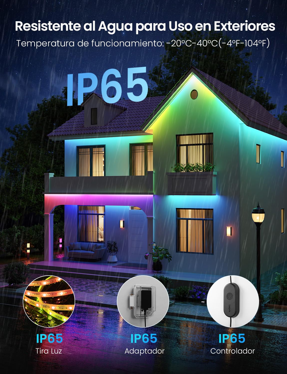 Lepro SW1 AI Tira LED 5M, Luces LED WiFi Exterior, RGB+CCT Control de App, Control Segmentado Inteligente, Music Sync, Funciona con Alexa y Google Assistant, Diseñador de Iluminación AI Personalizado