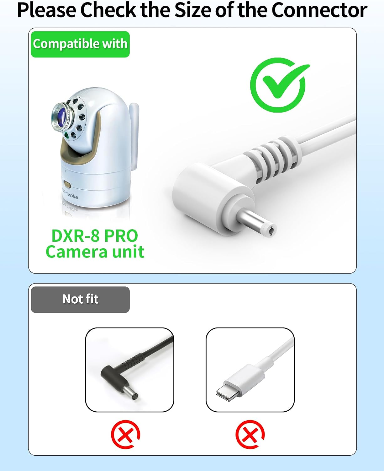 VHBW Power Cord for Infant Optics DXR-8 DXR-8 Pro Baby Camera, 5.9V image 5