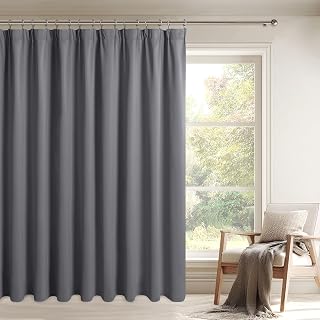DWCN Room Divider Curtain Soundproofing Set of 1210x200cm (H x W), Grey Living Room Curtains Pleat Ribbons, Blackout Curtains, Thermal Curtain Cold Protection, Extra Wide, Room Separator, Opaque