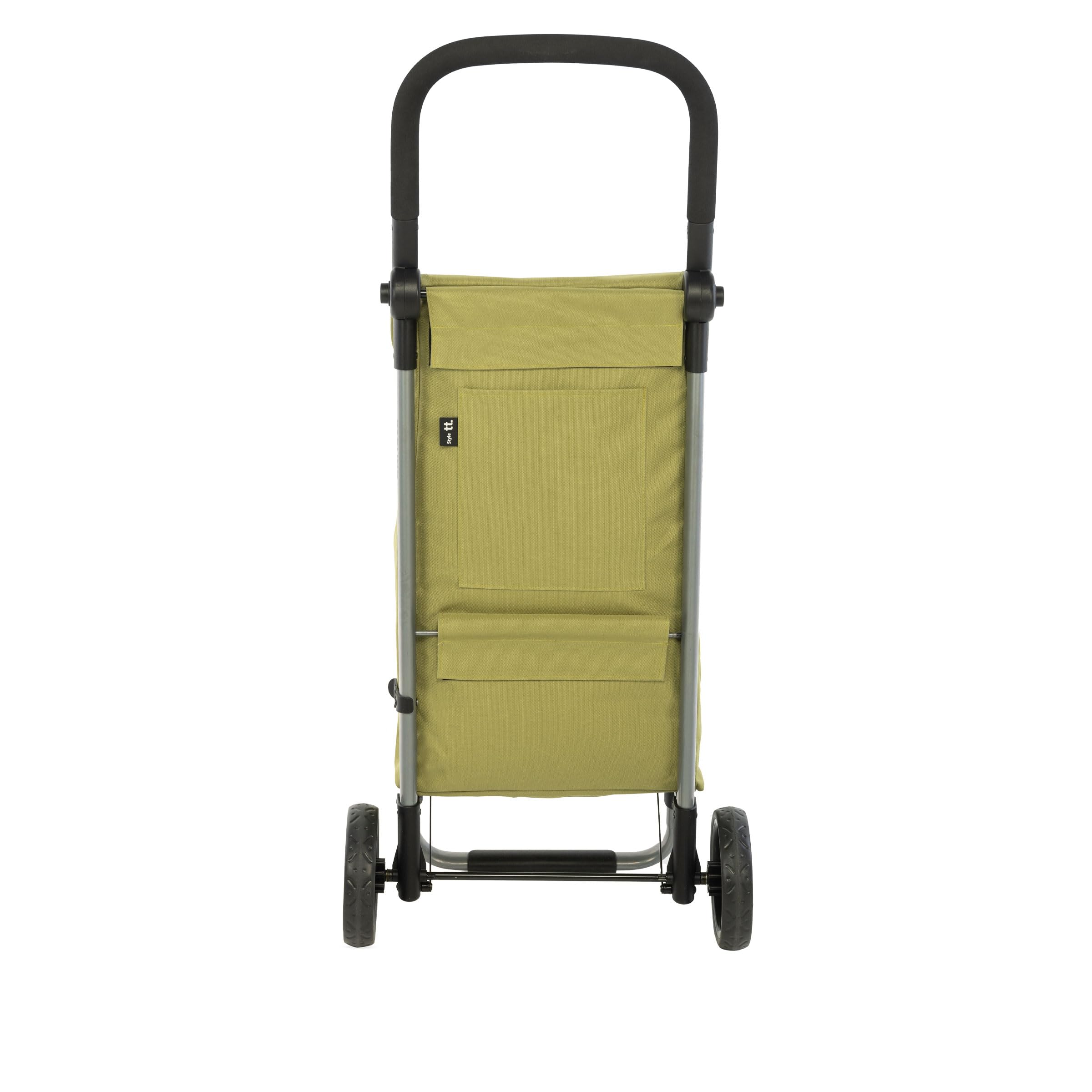 Carlett-Lite Style LETT201-L3 – Carrello Della Spesa Pieghevole Leggero, 60L, Manubrio Regolabile, Verde Oliva