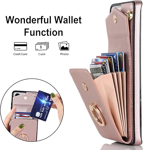 Miniatura 3 de Asuwish Funda de teléfono para Samsung Galaxy S21 Ultra 5G Funda tipo cartera con protector de pantalla de vidrio templado y anillo de bloqueo RFID,