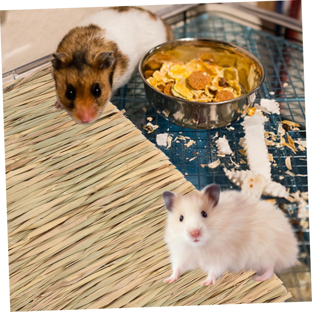 Toddmomy 5pièces Tapis Herbe pour Lapin Lit Tissé Herbe Naturelle Tapis pour Cochon Et Autres Petits Animaux