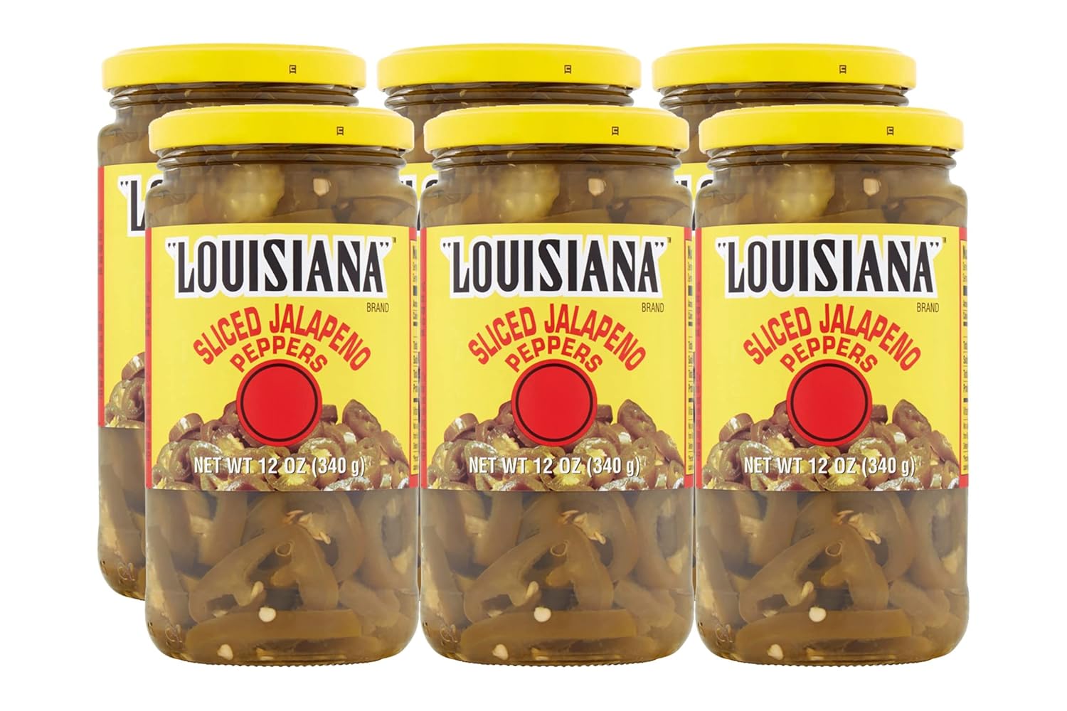 Louisiana Brand Sliced Jalapeno Peppers, 12 Ounce Glass Jar (Pack of 6)