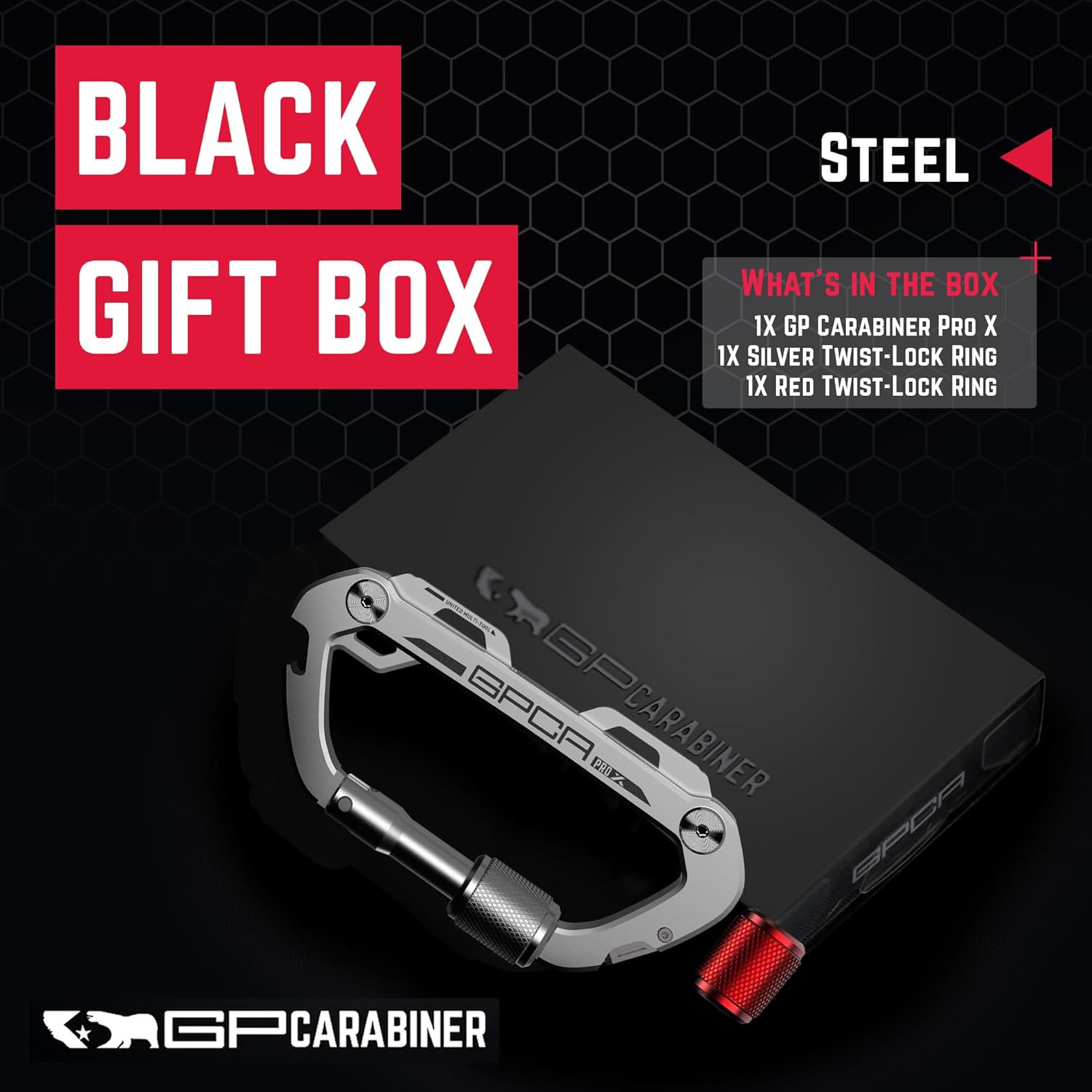 GPCA Carabiner Multitool - Carabiner Heavy Duty Key Clip for Keys, Bottle Opener, Screwdriver, Box Cutter, Ruler, Keychain Clip, Keychain Organizer, EDC Gear for Camping & Hiking - Gifts for Men