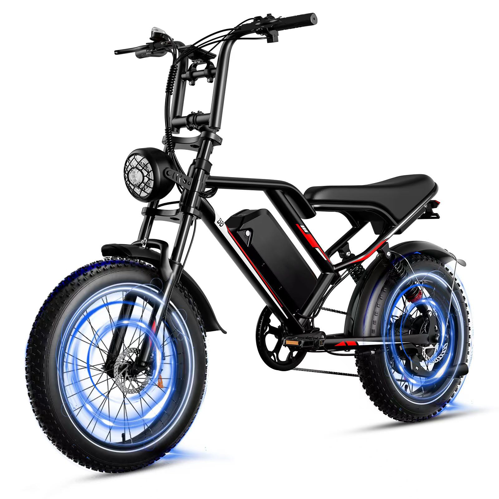 EGGKING Bicicletta Elettrica 20" x 4.0 Fat Tire, Doppia Sospensione e 7 Velocità Bici Elettrica, E-Bike per Adulti, Batteria Rimovibile 48V 17.5 Ah, Display e Controllo APP