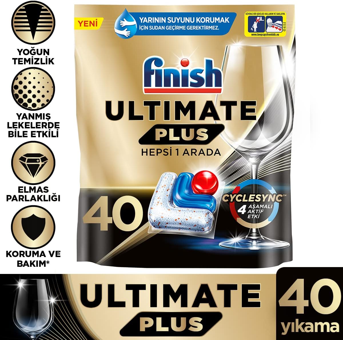 Finish Ultimate Plus 40 Kapsül Bulaşık Makinesi Deterjanı Tableti (1 x 40 Kapsül)