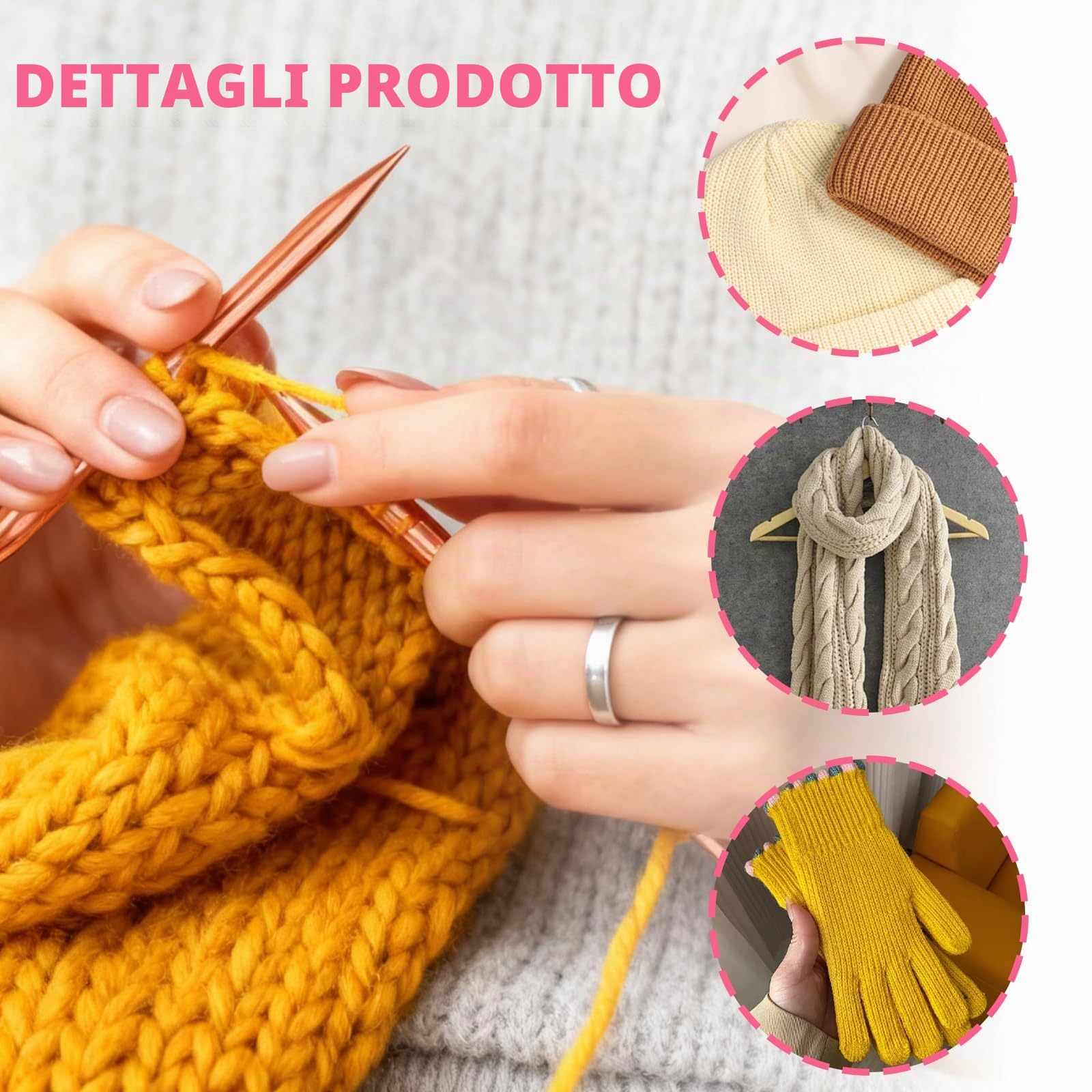 Set di 13 paia di ferri circolari intercambiabili, 2,75 – 10,0 mm, ferri da maglia circolari con custodia, in alluminio, adatti per progetti a maglia, principianti e professionisti