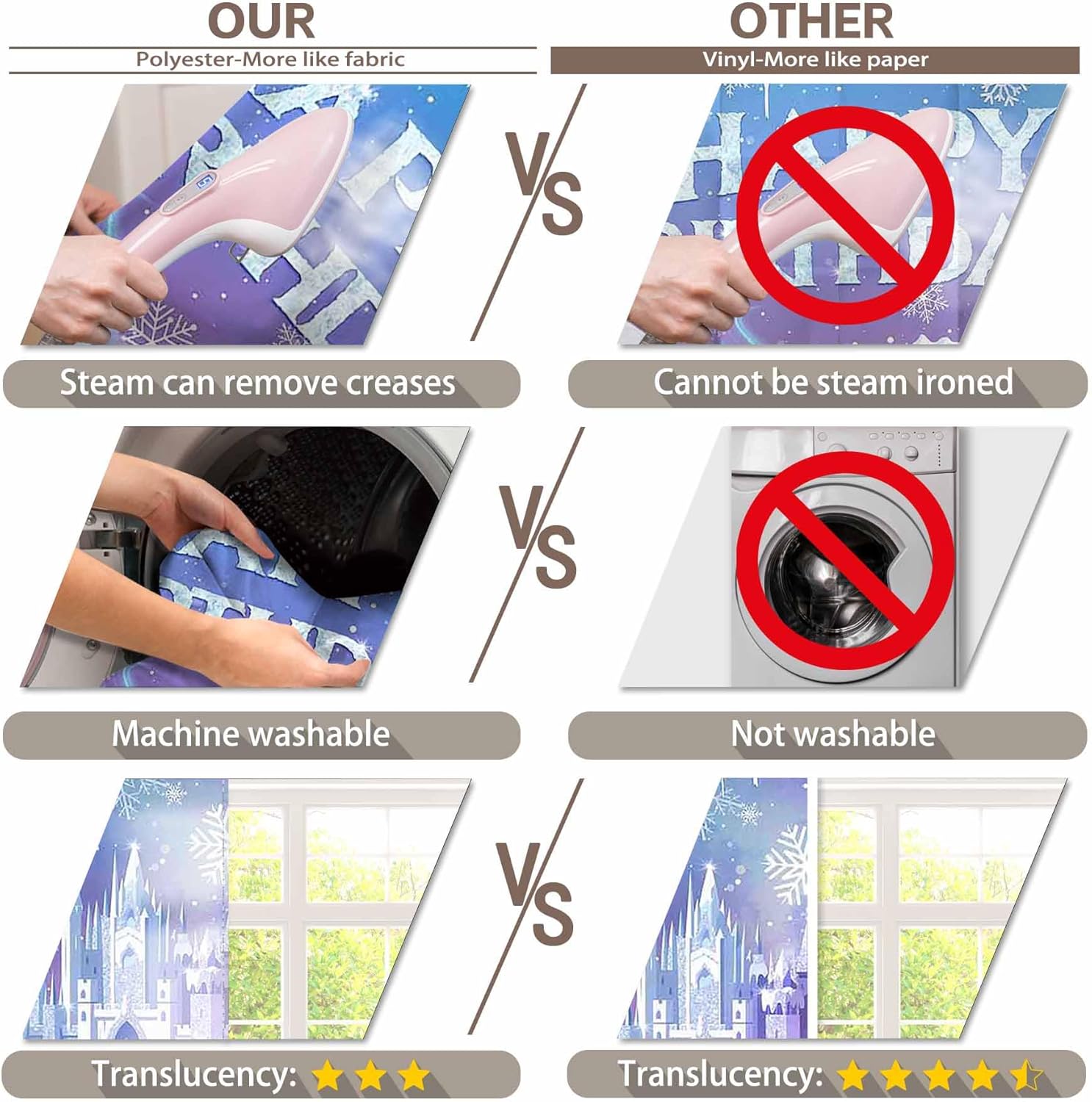 Fabric 72x43inch Ice Snow Winter Birthday Backdrop Magical Castle Wonderland Snowflake Photography Background Kids Girls Party Decorations Photo Props