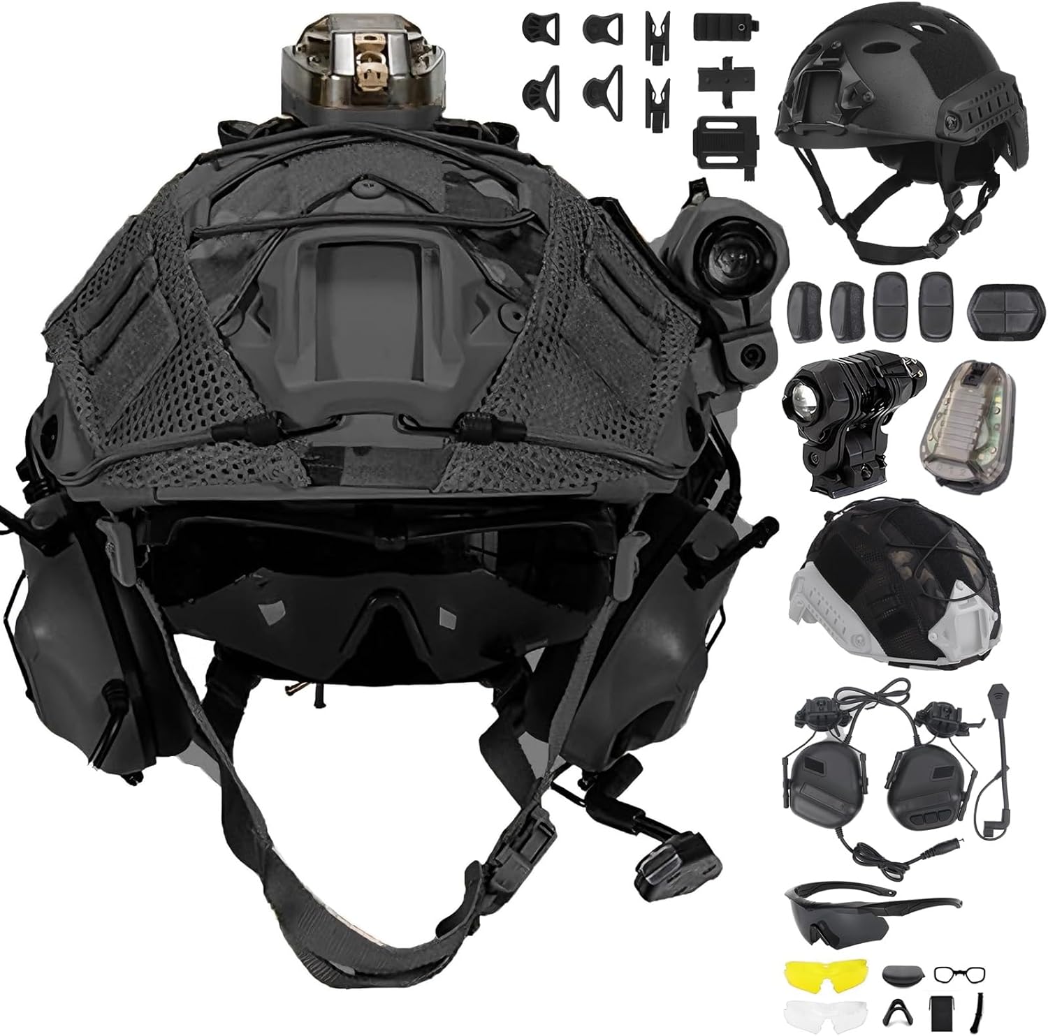 Tactical Fast Airsoft Paintball Helmet Set - Headset, High-Definition Goggles, and ABS Helmet Cover, for Airsoft, CS and Outdoor Protection.