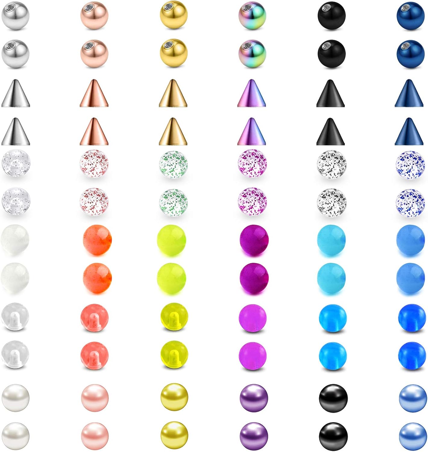 Briana Williams Bolas de repuesto de 16 G de 0118in y bolas de perforación de 14 G de 0197in y 16 G 18 G de 0098in - 0315in para joyas corporales