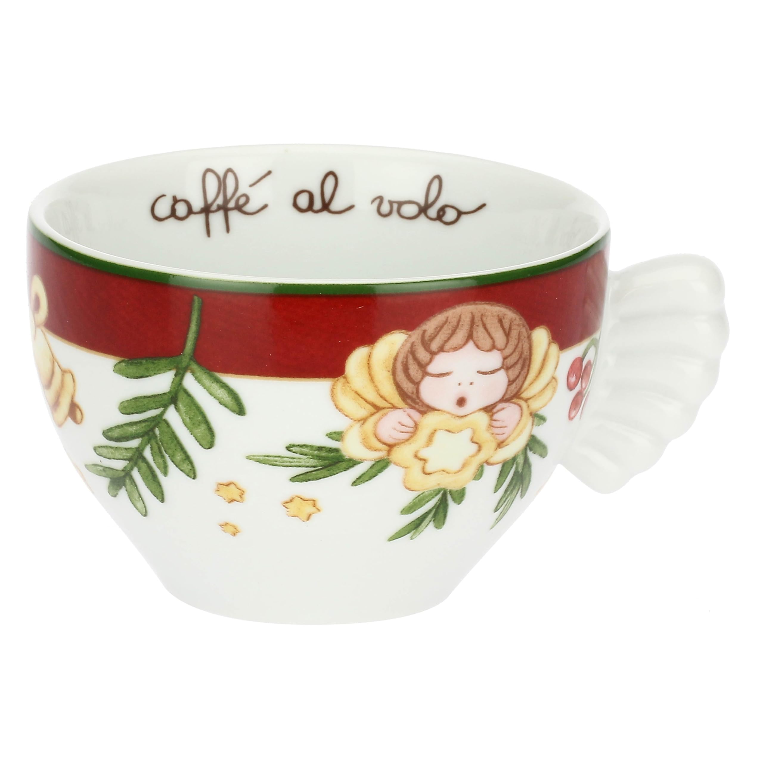 THUN, Set mit 2 mittelgroßen Tassen aus Porzellan, Kollektion Weihnachtsüberraschungen, Set für Haus und Küche, Geschenkidee für Weihnachten, Tasse Ø 9 cm, 6 cm, Höhe 180 ml, Untertasse Ø 14,5 cm