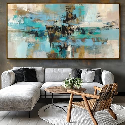 Miniatura 16 de Arte abstracto para pared, impresiones artísticas de pared, pintura en lienzo, negro, amarillo, azul, obra de arte moderna grande para sala