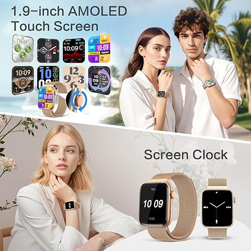 Miniatura 7 de 2025 Smart watches for Women with Blood Pressure Monitor, 1.9" AMOLED DA GPT AI Voice Smartwatch, 247 Heart Rate Stress Sleep Monitor,123 Sports