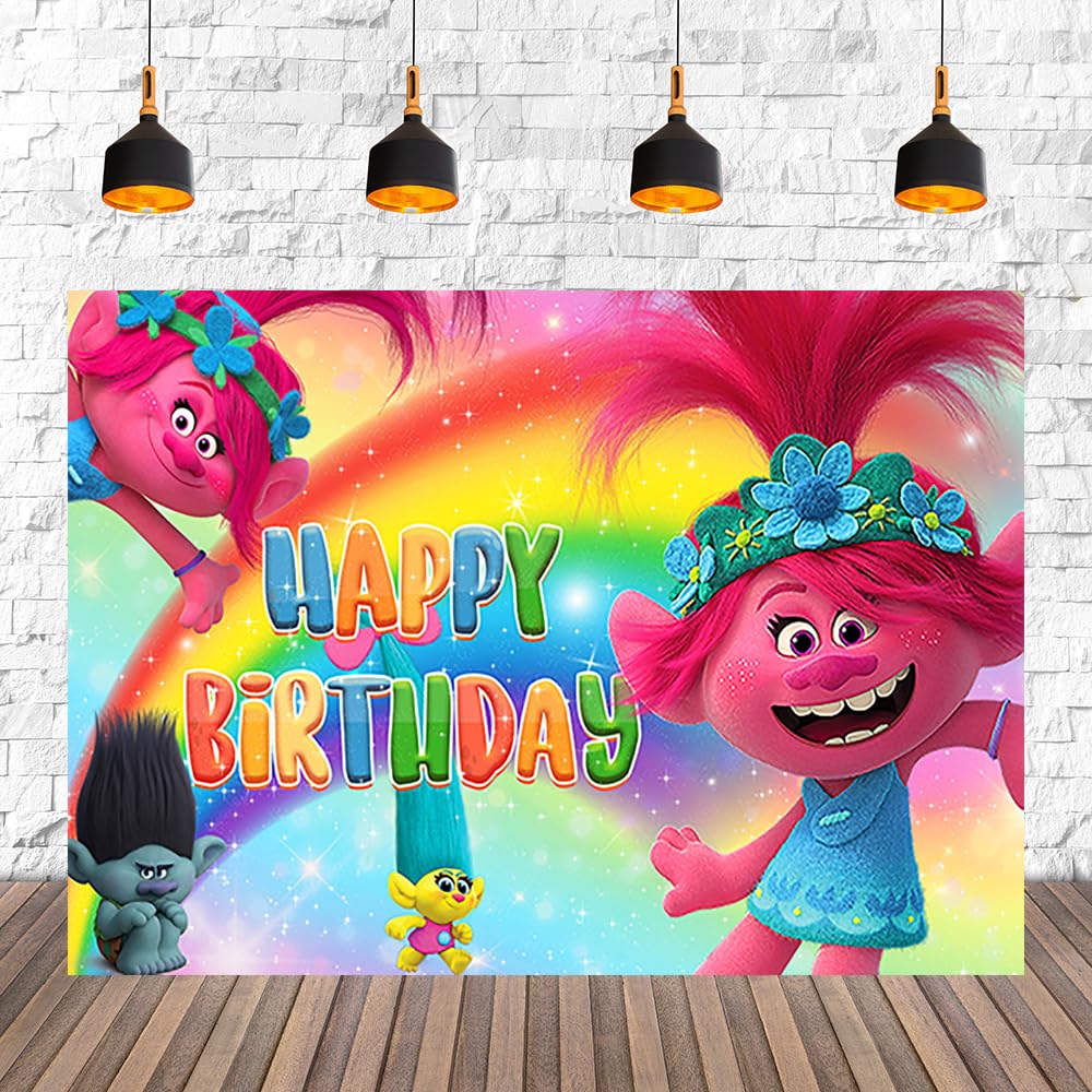 59x38in Cartoon Birthday Party Supplies Backdrop Colored Hair Photo Background for Birthday Caketable Colored Hair Banner for Party Decorations