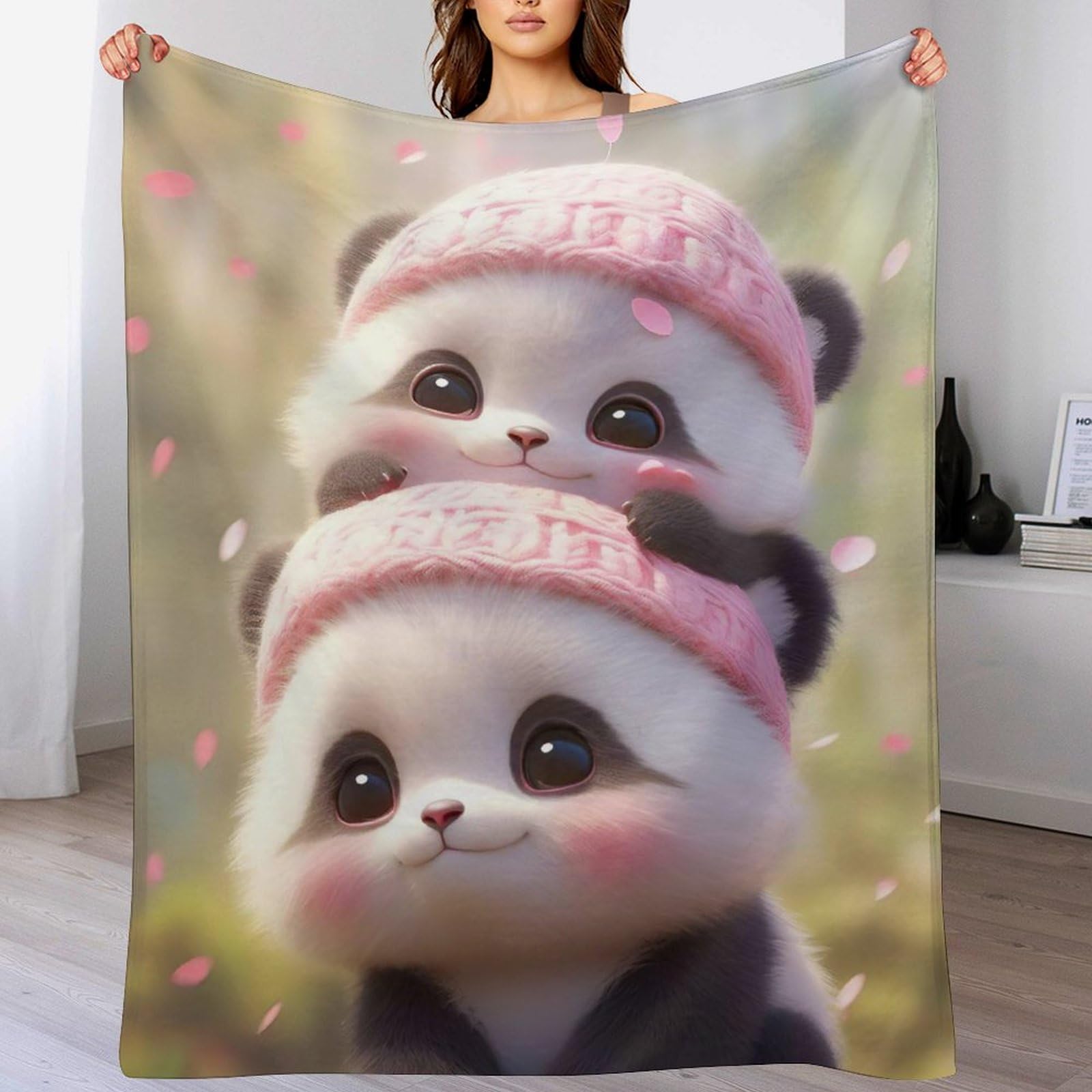 Manta de panda de franela gruesa 100x130 cm suave y cálida para sofá