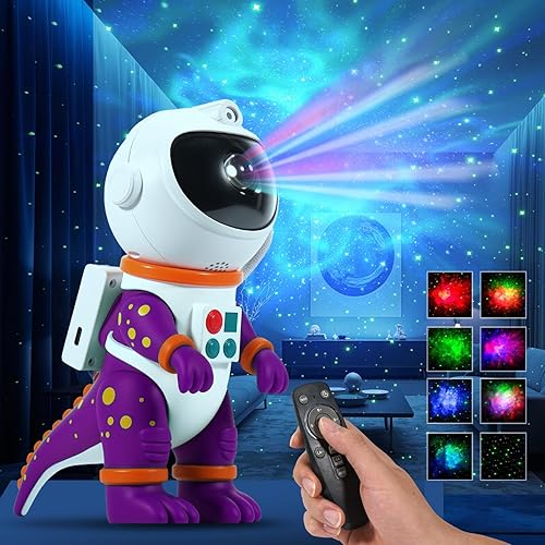 Miniatura 9 de LOVME Luz nocturna de proyección de estrellas de galaxia, proyector espacial de astronauta dinosaurio con 8 modos de efectos de nebulosa estrellada,