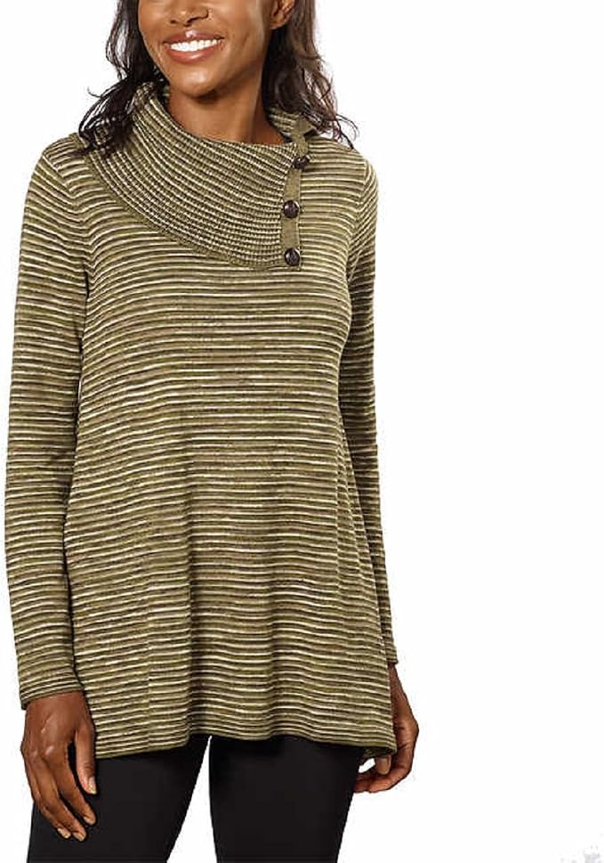 Space Dyed Split Neck Sweater 