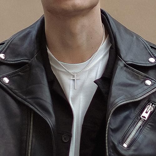 Miniatura 6 de Cross Necklace for Men,Stainless Steel Black Silver Gold Cross Pendant Necklace for Men Boys Cross Chain for Men 16-24 Inches Rope Chain
