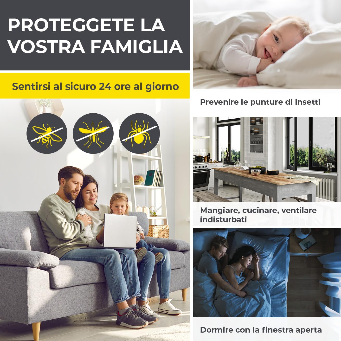 EASYmaxx Zanzariera per carrello da campeggio, 60 x 180 cm, protezione XXL porta magnetica, chiusura automatica