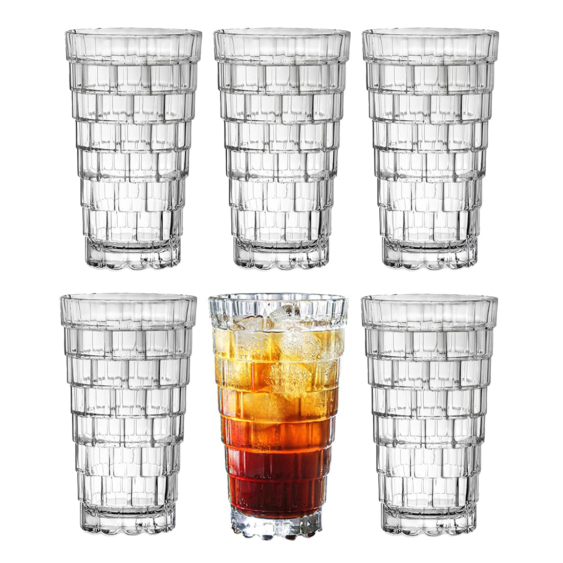 Juego de 6 vasos de vidrio (grandes de 15 onzas)
