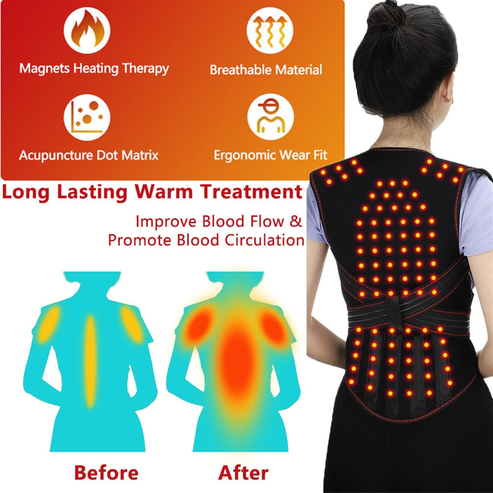 Faja Lumbar Autocalentable para Personas Mayores, Fisioterapia, 108 Imanes, Cinturón De Soporte Lumbar Completo, Alivio del Dolor para Hombres Y Mujeres De Mediana Edad.,Black-L/Large