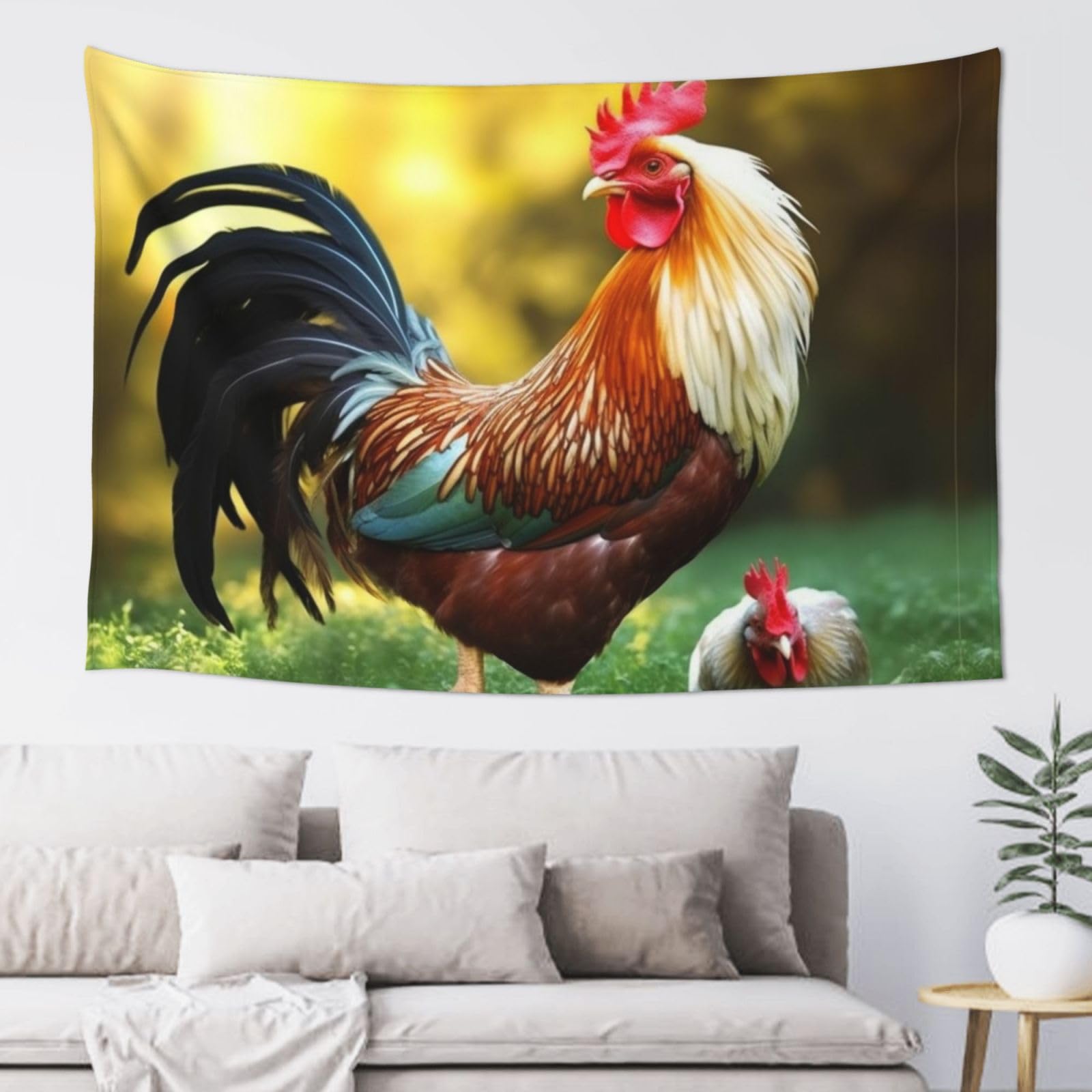 Fodpand Black Beautiful Rooster Hen Tapestry Dorm Decor, Wall Backdrop Aesthetic Tapestries Hanging Banner For Bedroom, Modern Wall Art Poster Blanket, Home Decor Wall Tapestry 60"X40"