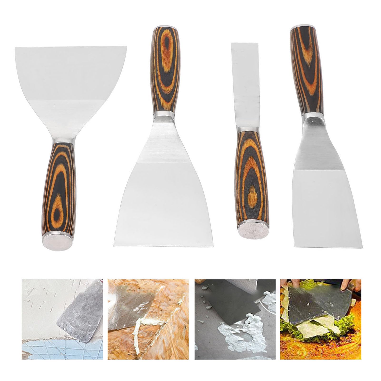 Set di 4 Coltelli per Stucco, Set di Coltelli per Cartongesso Strumento Raschietto per Cartongesso, Coltelli per Stucco in Acciaio Inossidabile Spackle Knife Raschietto per