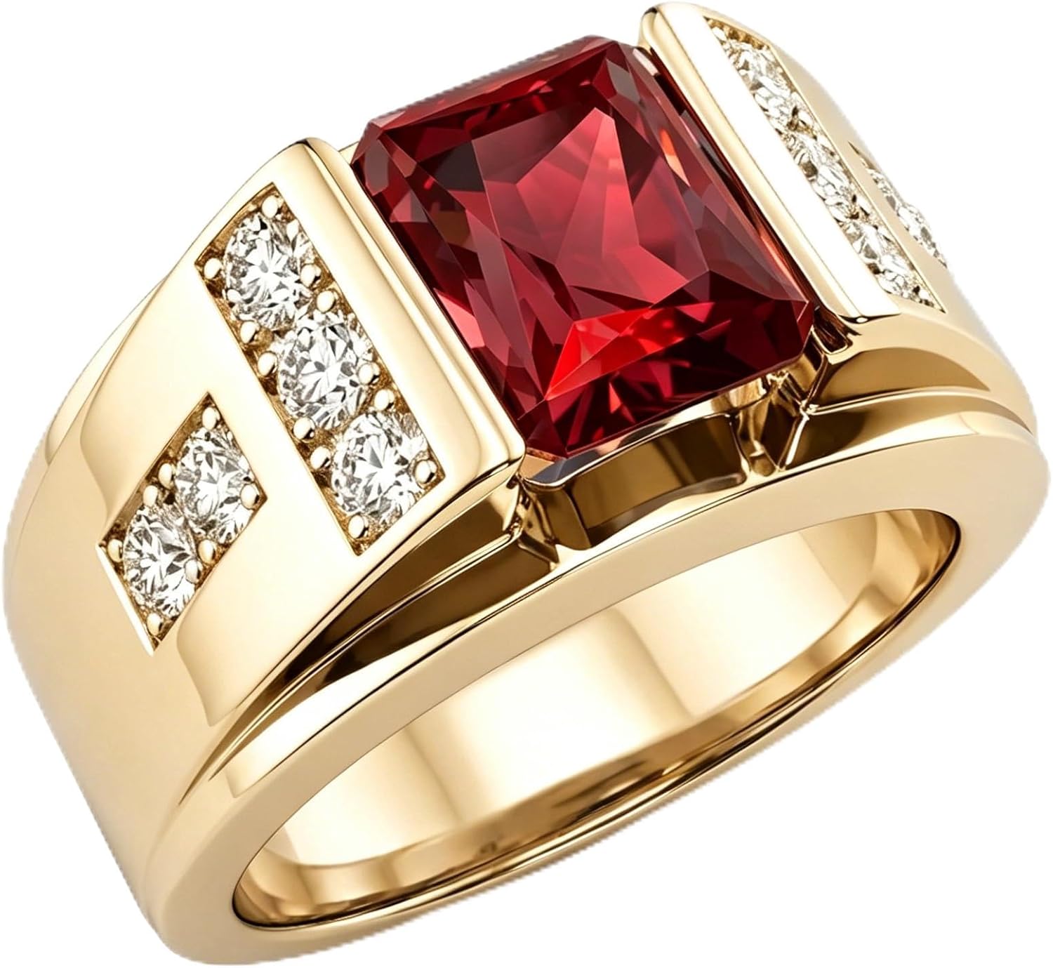 Red Ruby Ring for Men 10K/14K/18K Solid Gold Vintage 1.0-5.0 CT Ruby Moissanite Diamond Rings Gemstone Wedding Ring Promise Rings for Him Husband Fathers Anniversary Jewelry