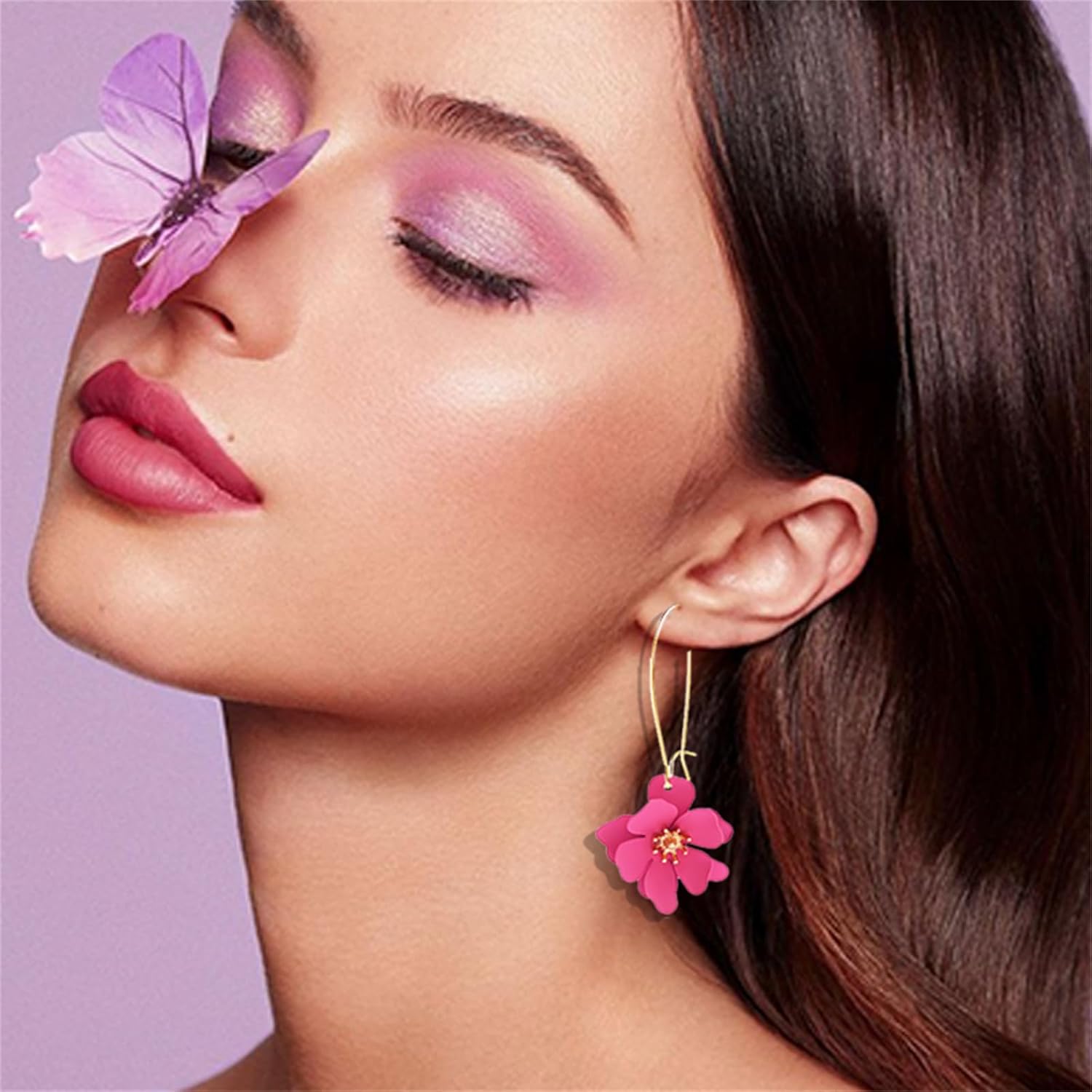 WCRAZYE Bohemian Daisy Flower Earrings Necklace Sets for Women Unique Trendy Boho Matte 3D Gold Flower Floral Petal Statement Earring Wedding Jewelry - Image 3