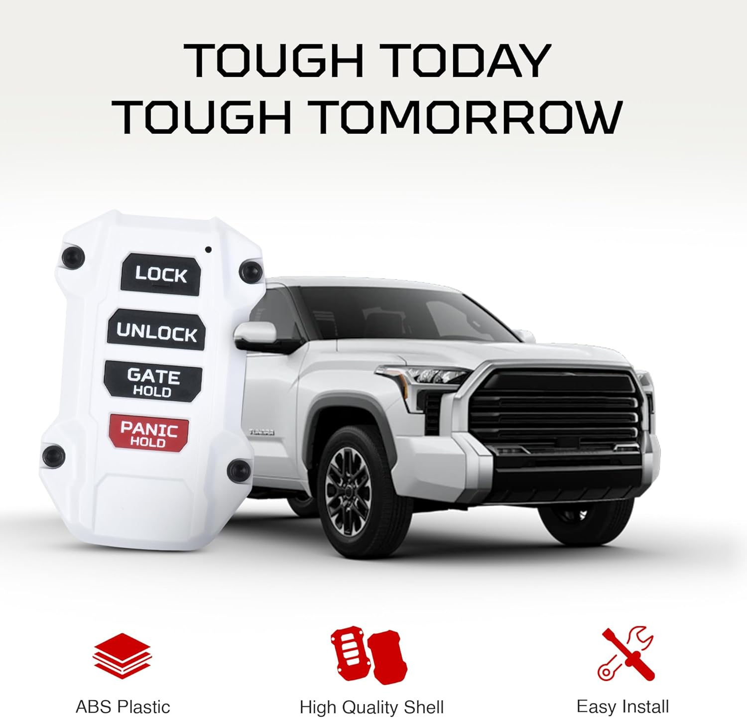 AJT DESIGN Replacement Key Fob Compatible with Toyota Tacoma (2024+), Tundra (2022+), 4Runner (2025+) & Sequoia (2023+) | Custom Made in USA | Injection Molded Rugged Case - White