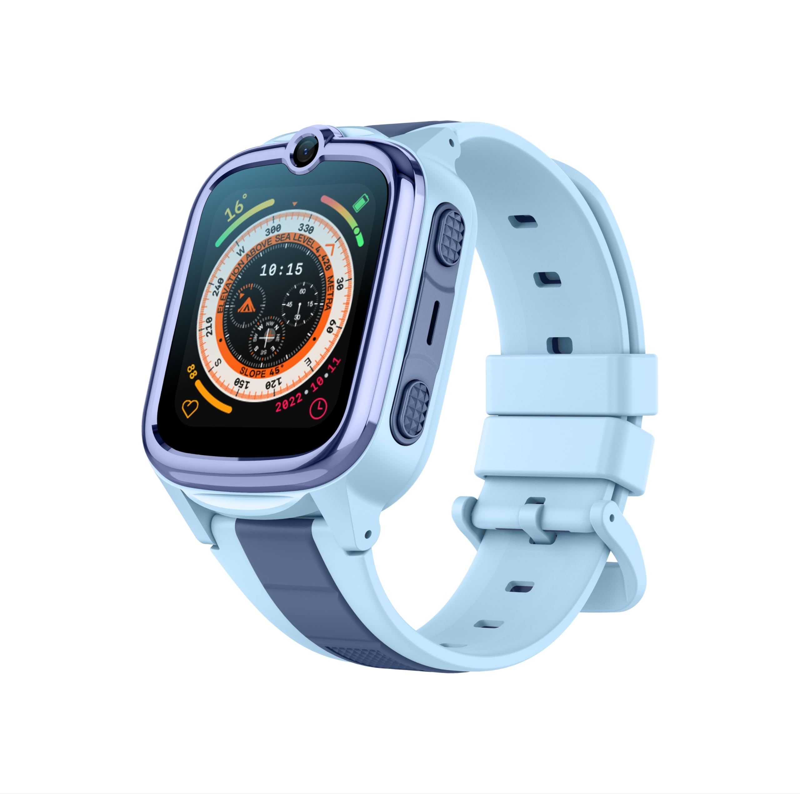 Kids Smartwatch Reloj Inteligente para NiƱos y NiƱas, GPS, Llamadas 4G, Boton SOS, Videollamada, Chat, Waterproof Ip67, Foto y Escucha Remota, Alarma, Modo No Molestar, Diversos colores. (Azul)
