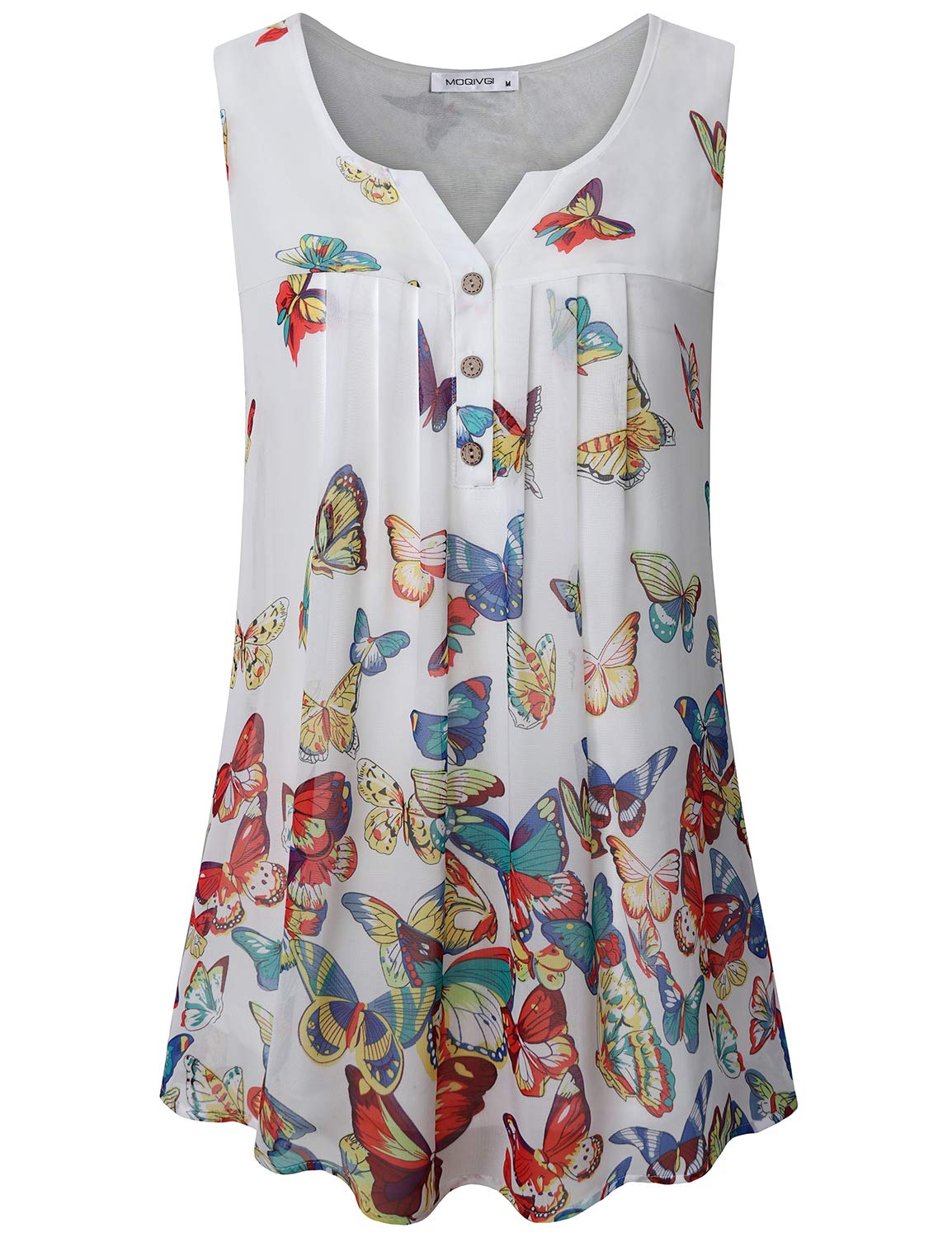 MOQIVGI Womens Henley V Neck Casual Summer Sleeveless Tank Tops