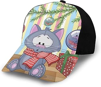 FULIYA Gorra de béisbol para hombre y mujer, gatito con bufanda debajo