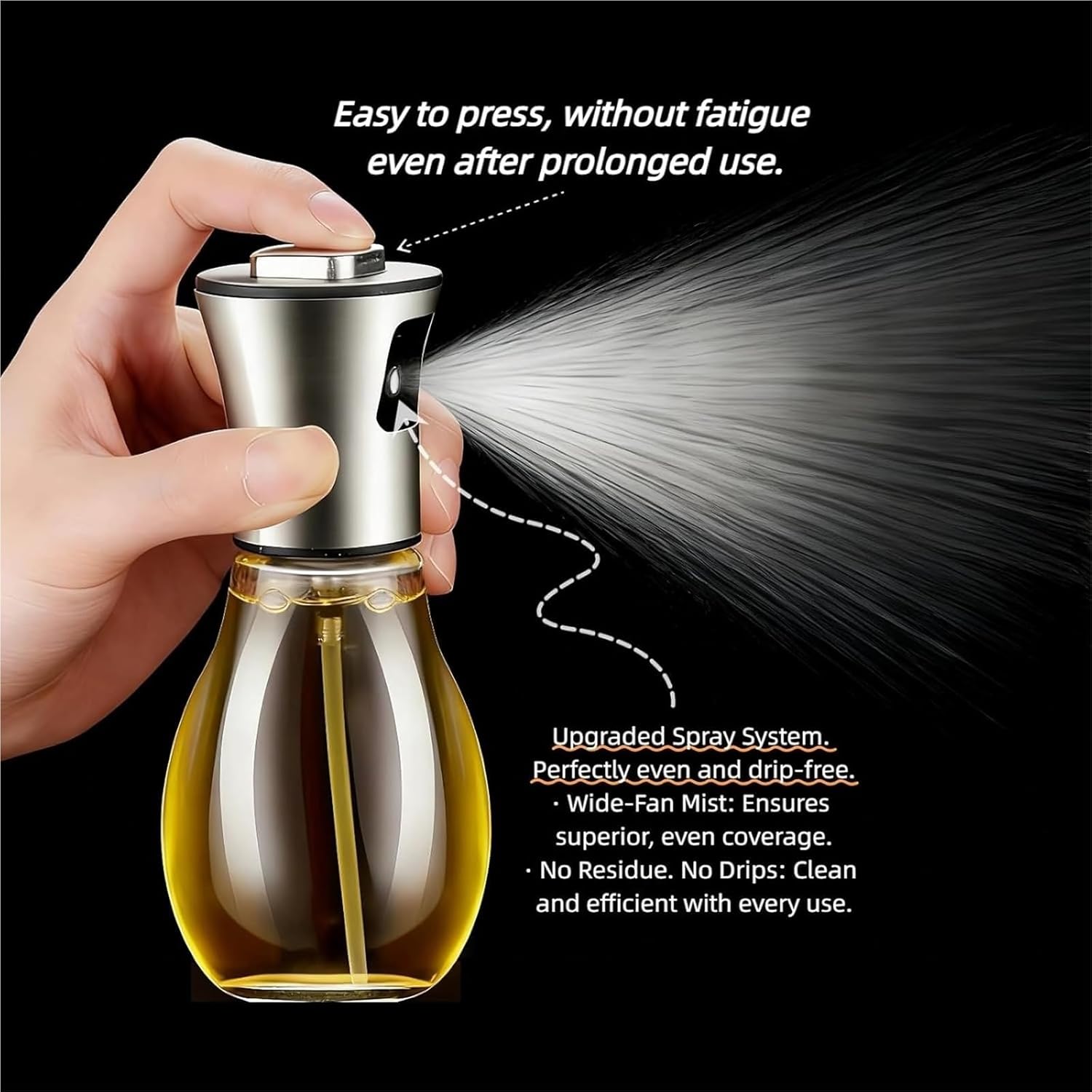 Oil Spray Bottle, Oil Sprayer For Cooking Stainless Steel Glass Spray Bottle Pressurized Pot For Barbecue And Kitchen Use,for Salad Making, Baking(Model B)
