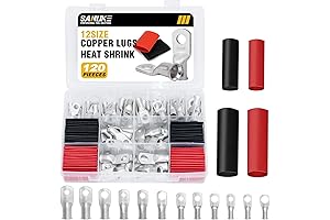 Sanuke 120Pcs Wire Lugs. 60Pcs Tinned Copper Tubular Ring Terminals. AWG 8 6 4 2