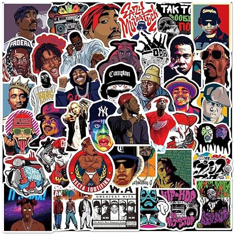 FRANKdesigns 50-Piece Rappers Sticker Pack for Hip-Hop Enthusiasts: Dope Vibes Galore