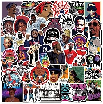 FRANKdesigns 50-Piece Rappers Sticker Pack for Hip-Hop Enthusiasts: Dope Vibes Galore