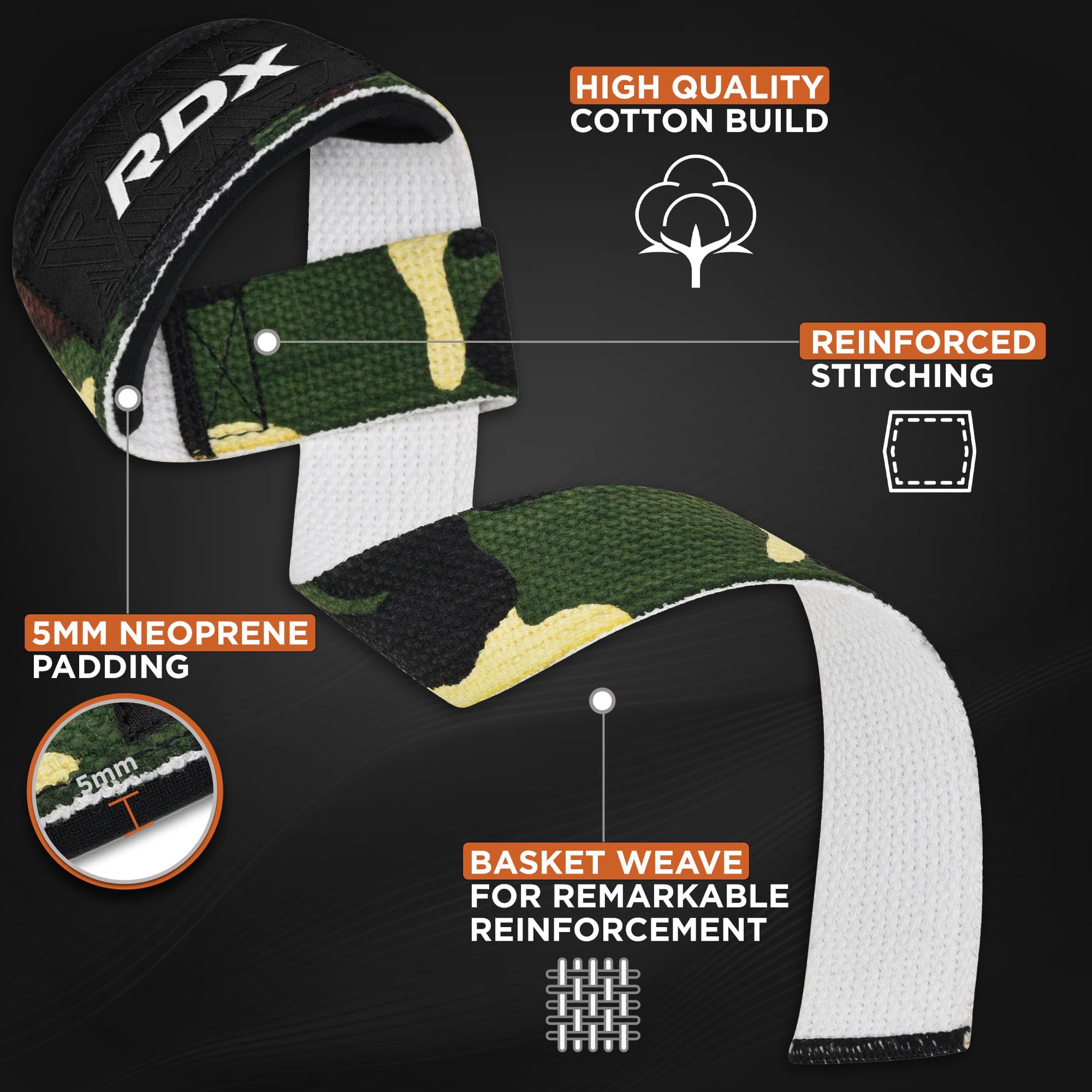 Cinghie Sollevamento Pesi RDX | Fascette Per Stacchi E Deadlift | Imbottitura Neoprene 5mm | Per Uomo E Donna - Foto 3