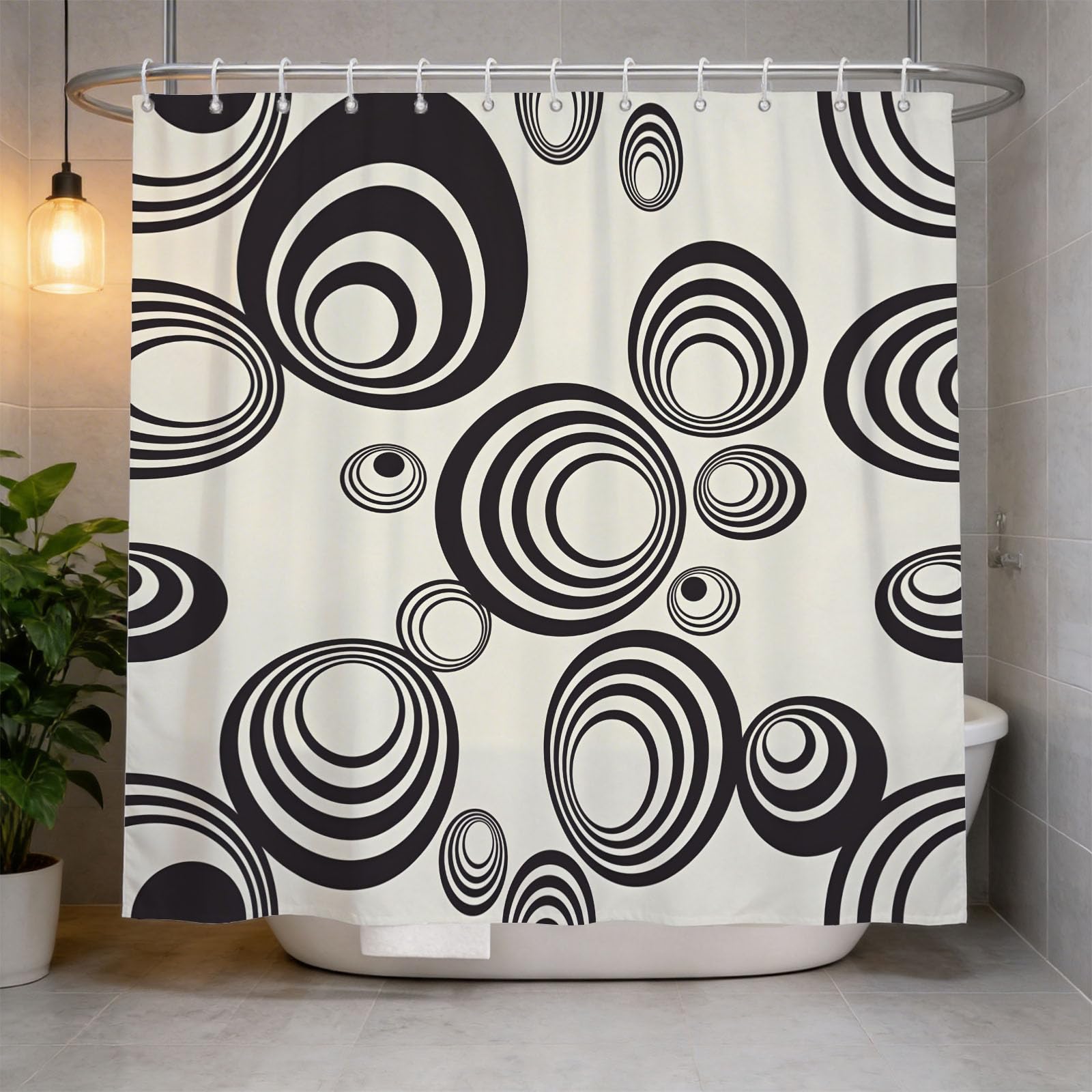 Hongduo White 3D Geometric Creativity Shower Curtain For Stalls Bathtubs Abstract Geometry Bathroom Decor Shower Curtain Set Polyester Fabric Waterproof 120X180cm/48X71 Inch With Hooks