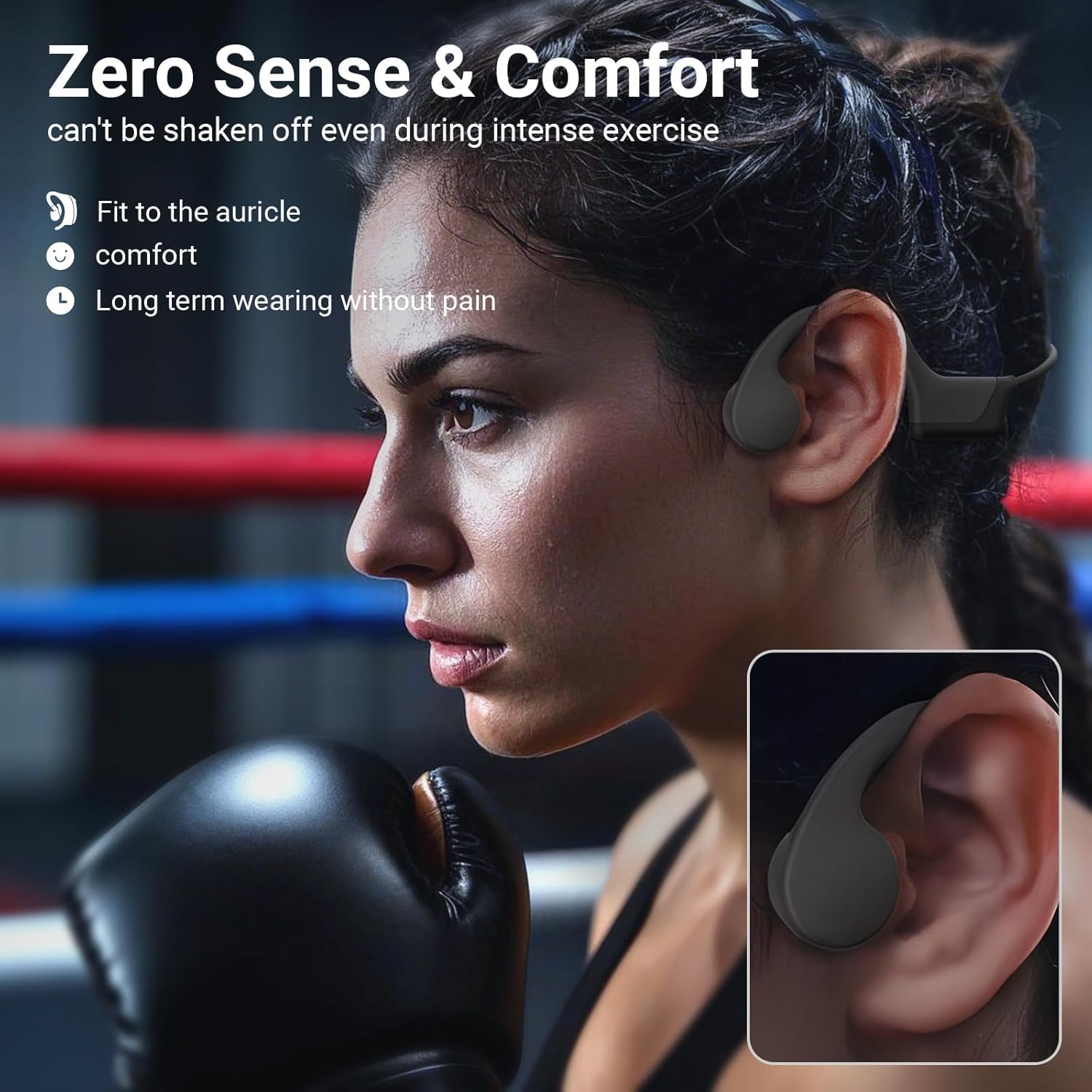 2025 New Bluetooth Bone Conduction Headphones, Open-Ear Design, Sweatproof & Waterproof, HD Stereo Sound, 10Hrs Playtime, Lightweight for Running，Office，Daily Life (Gray-Black) - Image 2