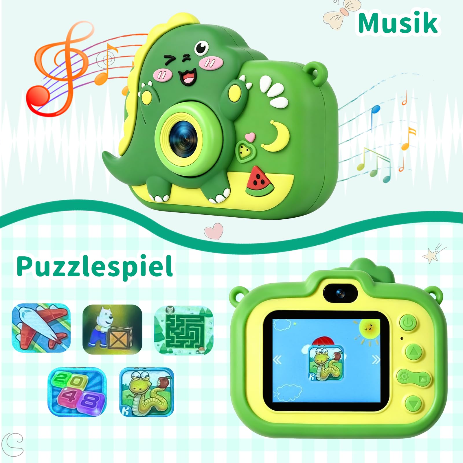 Kinderkamera, 1080P HD Digitalkamera für Kinder mit 2,0" Bildschirm & 32GB-Karte, Geschenke für Geburtstag Weihnachten, Fotoapparat Spielzeug für 3-12 Mädchen Jungen