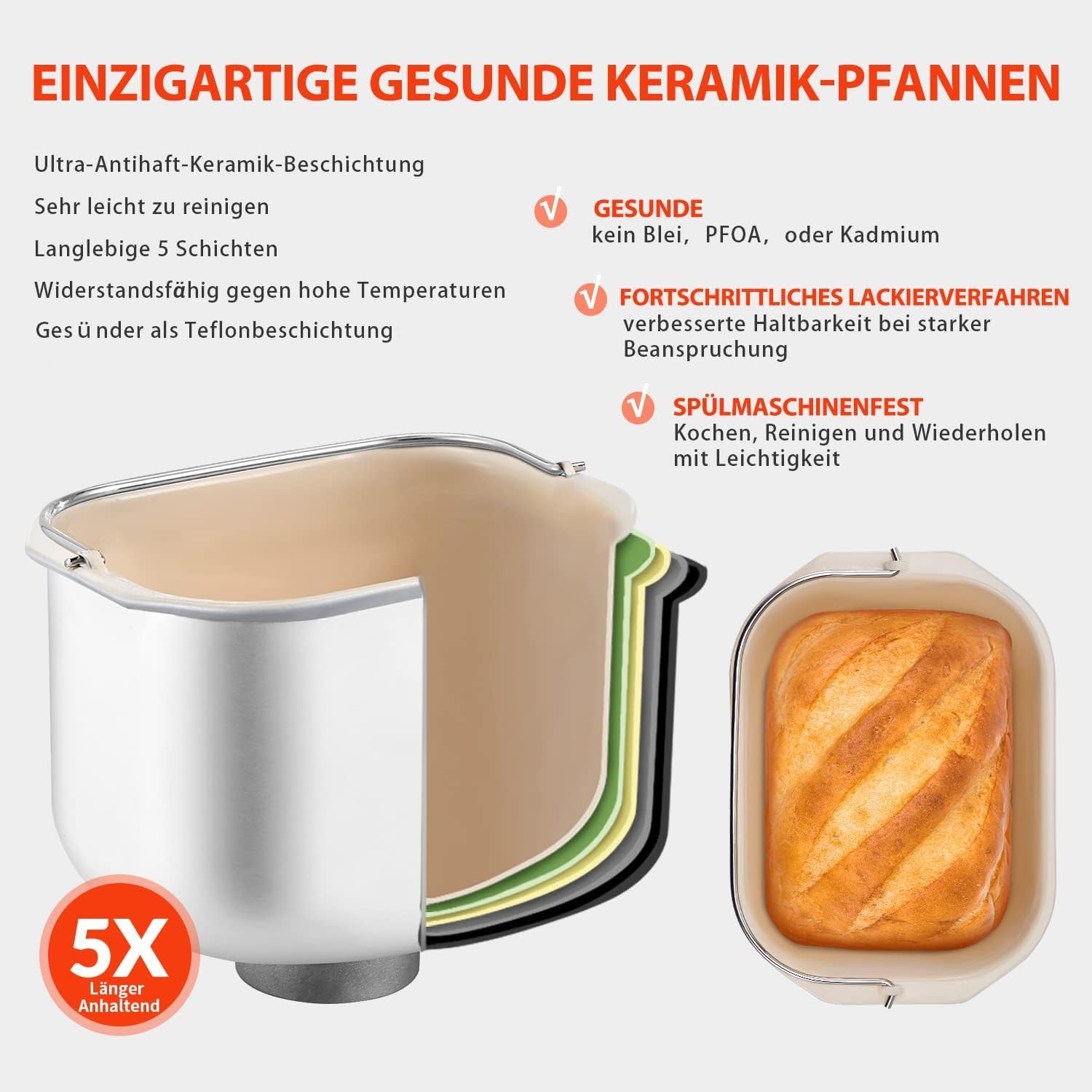 2LB Brotbackautomat, 17-in-1 Brotbackmaschine Edelstahl with 2 Schnellheizer, Auto Nut Dispenser, Keramik-Pfannen, 2 Paddles, Glutenfrei, Teigbereiter, 3 Brotgrößen, 3 Backfarben, MBF-010