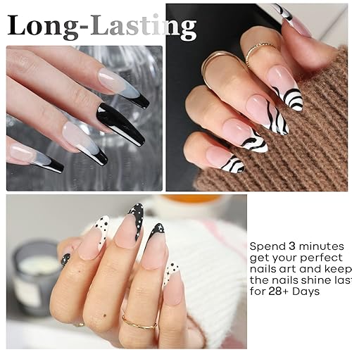 Miniatura 4 de modelones Esmalte de uñas de gel con mini lámpara de uñas, 0.5 fl oz (0.5 fl oz), color negro, esmalte de uñas LED semipermanente, esmalte de uñas