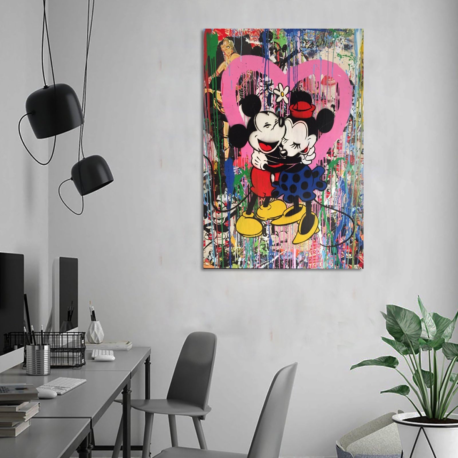 IXLLU Banksy Graffiti Love Mickey Mouse And Minnie Poster